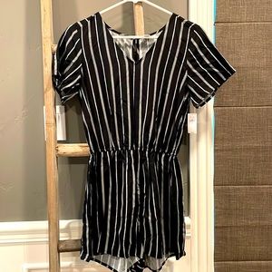 NWT Black and white stripe romper